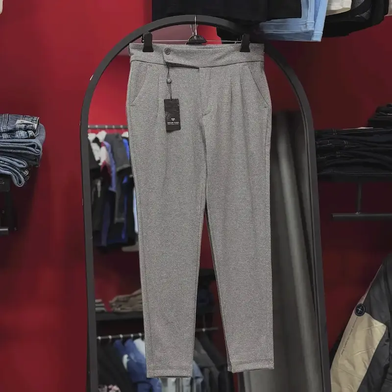 شلوار پارچه ای کمر انگلیسی طوسی MC4044