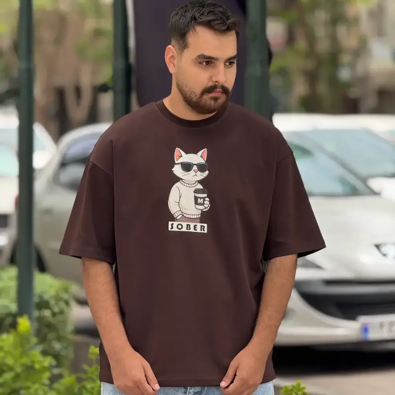 تیشرت گربه سوبر SOBER قهوه‌ای 305