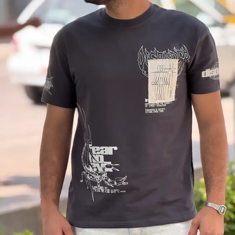 تیشرت بلک اسکواد BLACK SQUAD - DISORDER ذغالی کد 318