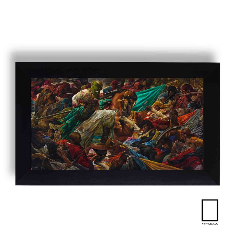 تابلو نقاشی واقعه کربلا اثر حسن روح الامین سایز بزرگ مدل N-98036