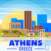 تابلو نقاشی خطی شهر اتن یونان مدل N-31216