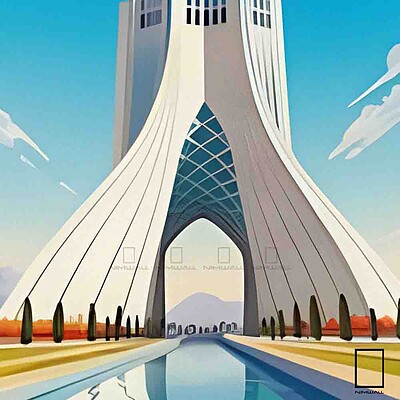 پوستر وینتیج میدان ازادی تهران ایران مدل N-31268