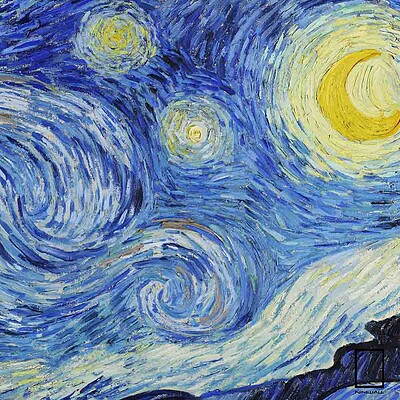 تابلو نقاشی شب پر ستاره ونسان ون گوگ  پارچه کنواس K-95005