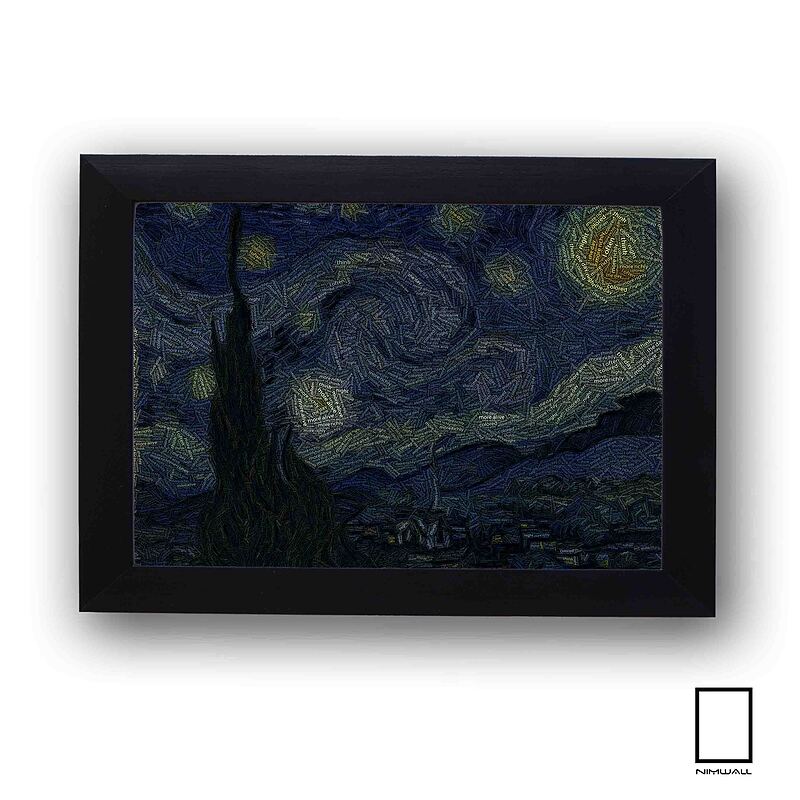 تابلو تایپوگرافی شب پرستاره اثر ونسان ونگوگ مدل N-93007