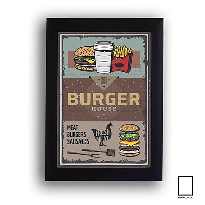 پوستر وینتیج همبرگر مخصوص رستوران مدل N-31058