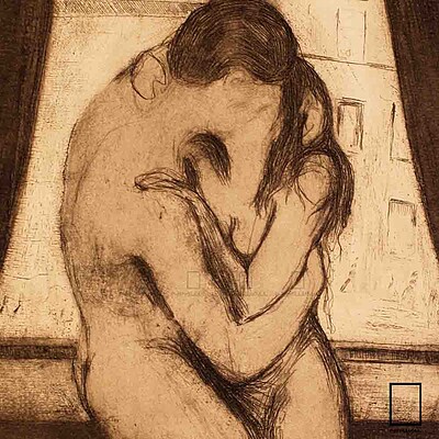 تابلو نقاشی بوسه اثر ادوارد مونک  Edvard Munch مدل N-99699