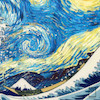 تابلو نقاشی  موج بزرگ کاناگاوا و شب پر ستاره مدل N-99810