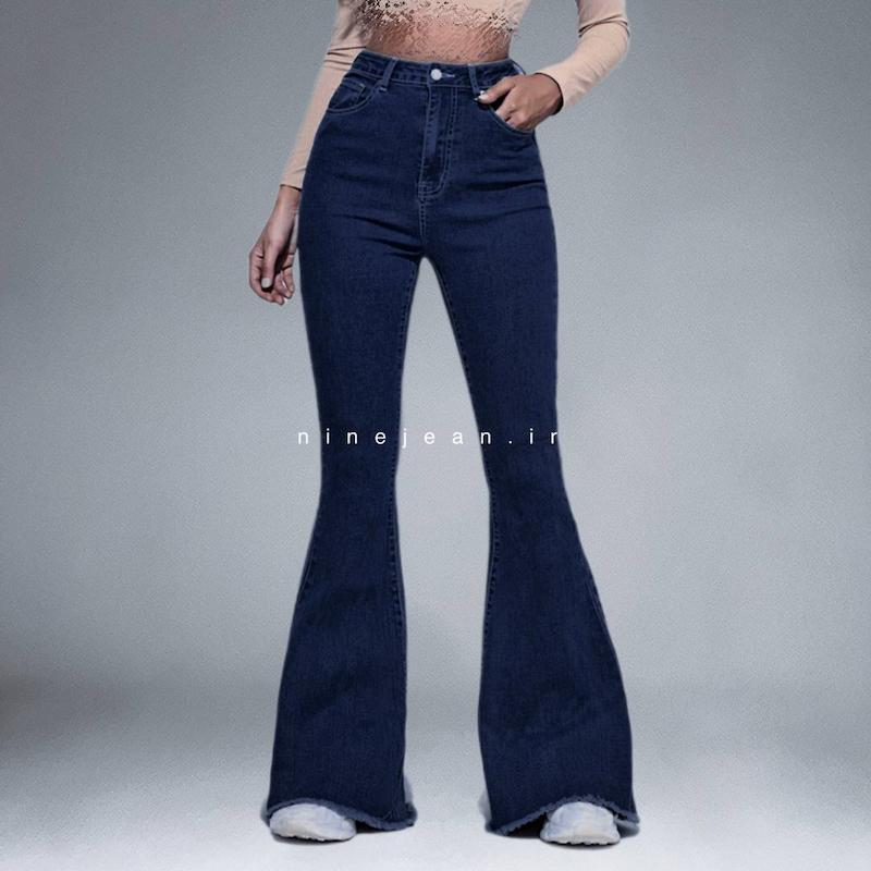 دمپا پایین ریش جین آبی تیره