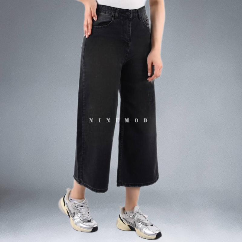 واید لگ جین ذغالی تیره