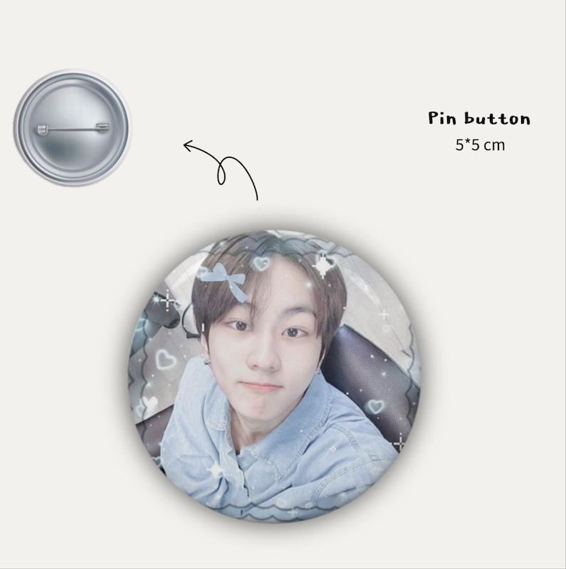 Jungwon blue ribbon pin button 