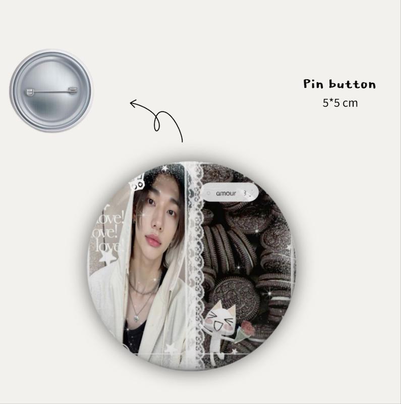 Hyunjin biscuit pin button 🍪