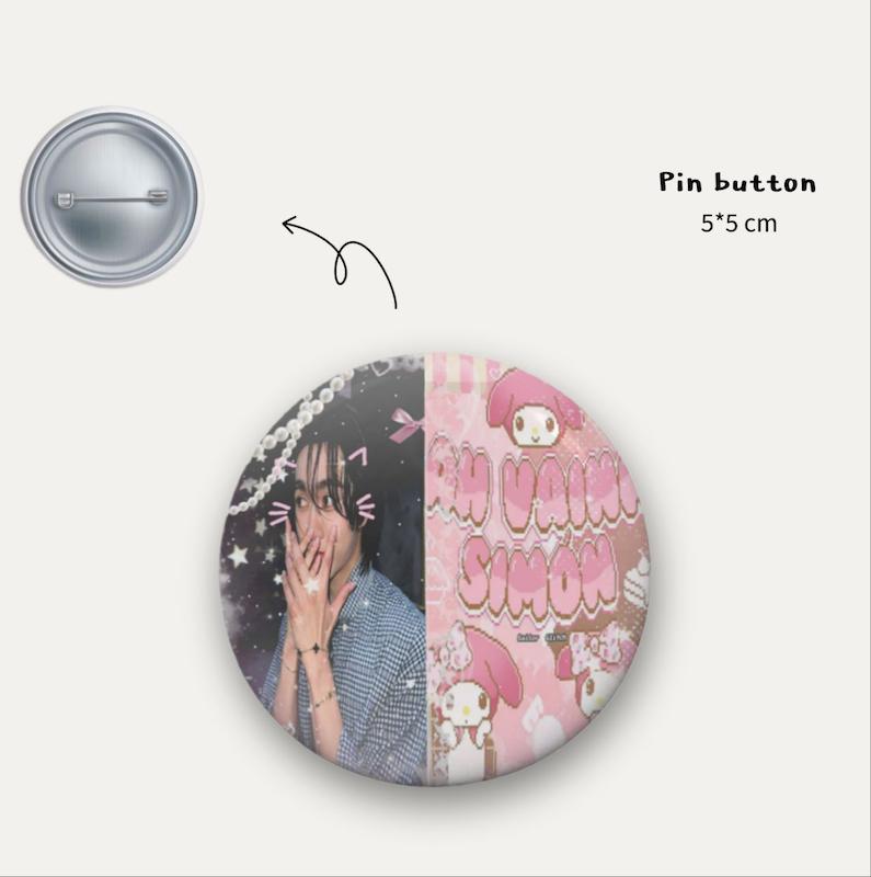 Boom cute & pinky pin button 