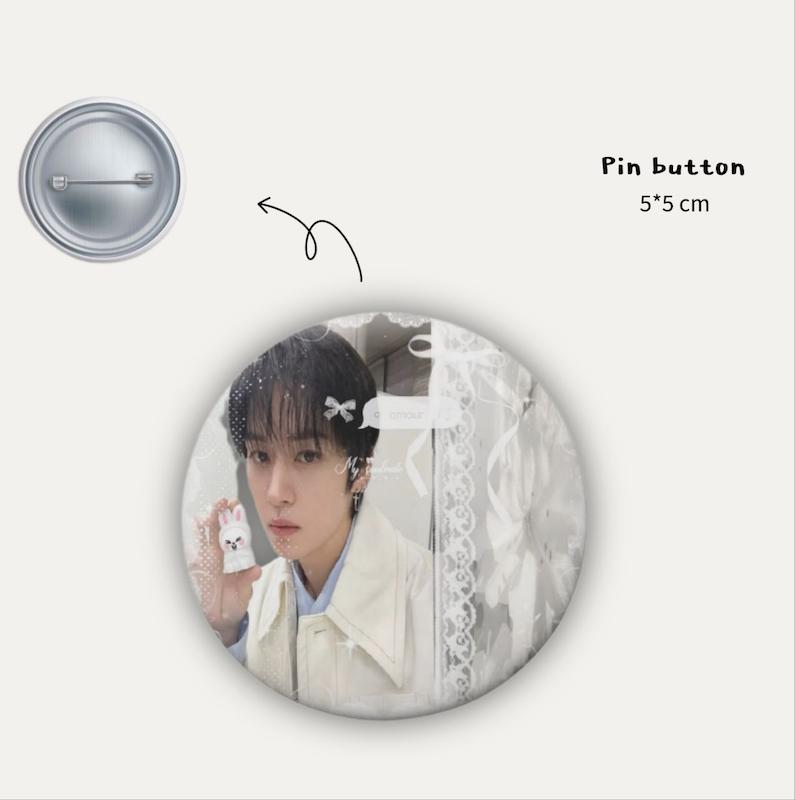 Lee know white pin button 