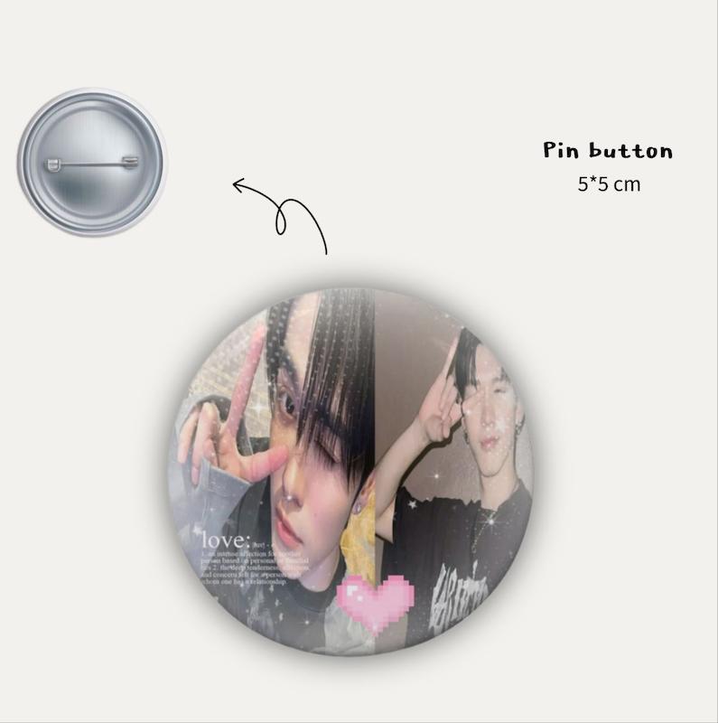 Aouboom pink heart pin button 