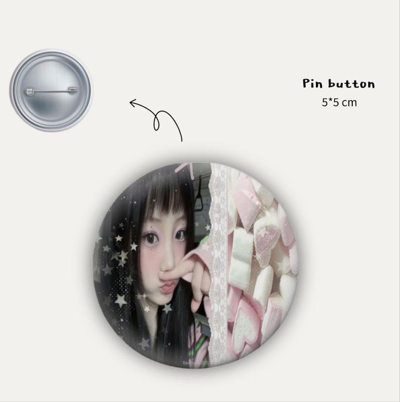 Illit kawaii & fluffy pin button 🍡