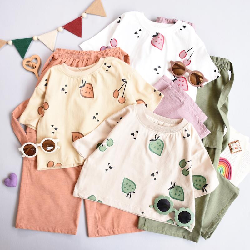 ست کراپ و شلوار توت فرنگی E220