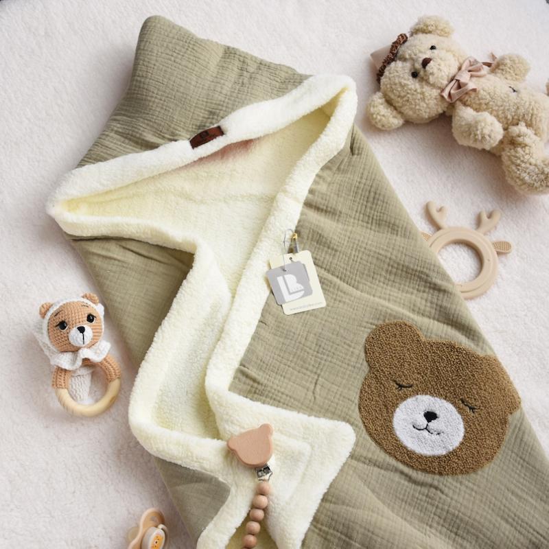 پتو موسلین P149- Baby Like سبز خرس