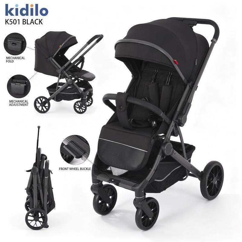 کالسکه kidilo دسته متحرک مشکی  k501