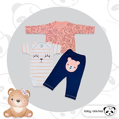 ست سه تکه  طرح خرس Baby Clothes