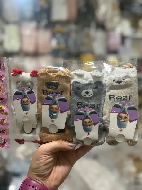 جوراب خرس گوشدار بسته ۱۲ عددی