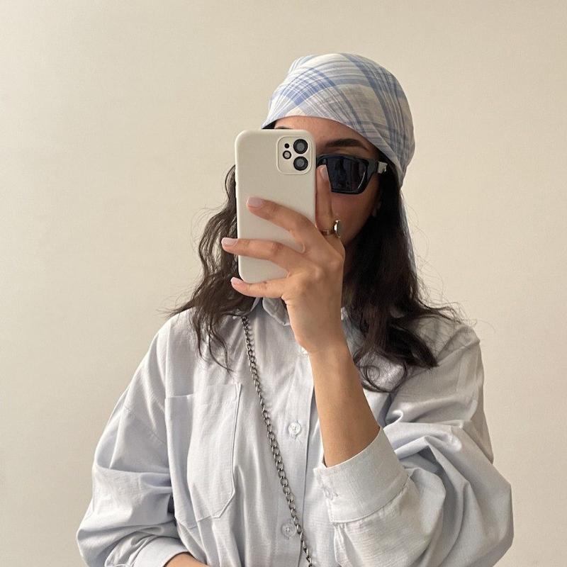 مینی اسکارف حریر Blue