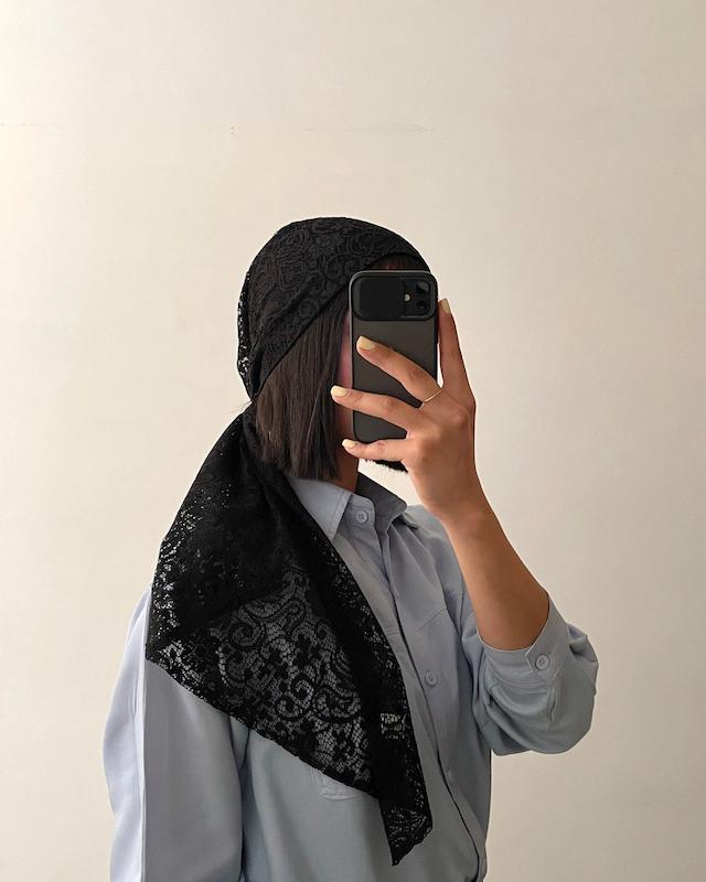 اسکارف گیپور مشکی Beautiful Flower