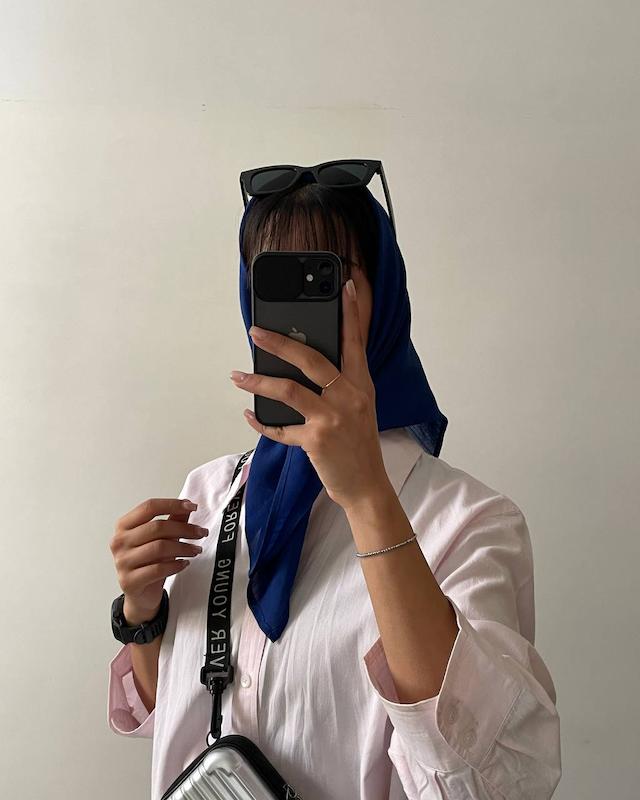 مینی اسکارف بیسیک آبی کاربنی