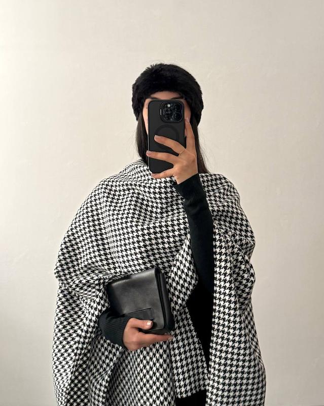 پانچو پیردوپل سفید مشکی 🖤