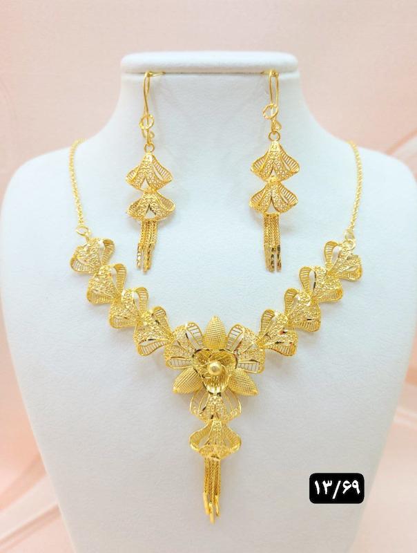 گردنبند پنجشیر نقره ابکاری طلا 