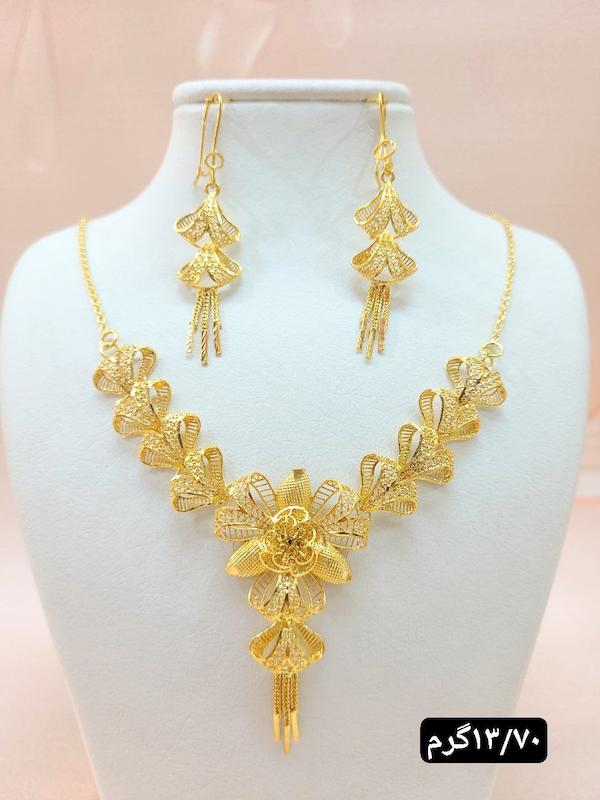 گردنبند پنجشیر نقره ابکاری طلا 