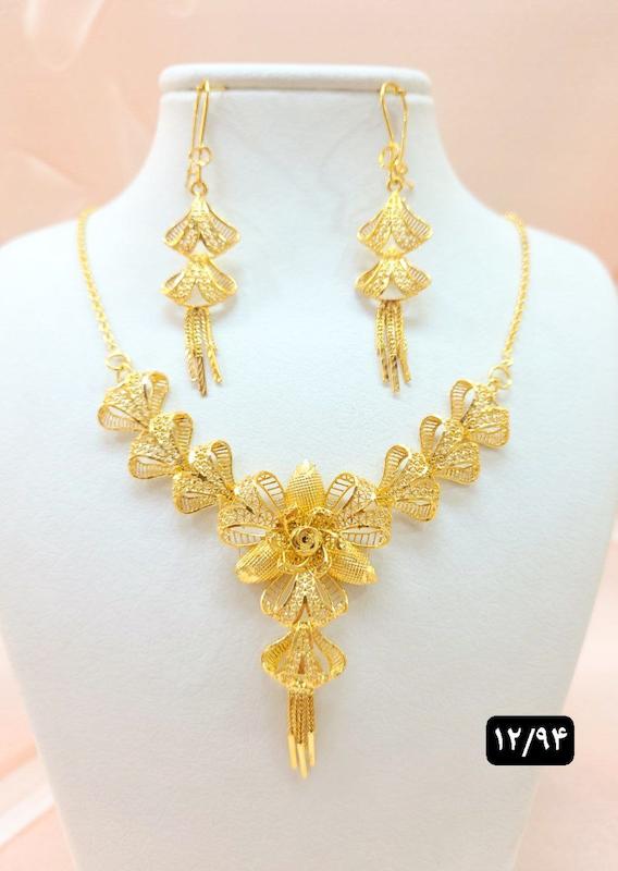 گردنبند پنجشیر نقره ابکاری طلا 