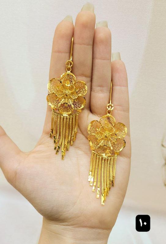 گوشواره نقره طرح گل نمادار ابکاری طلا