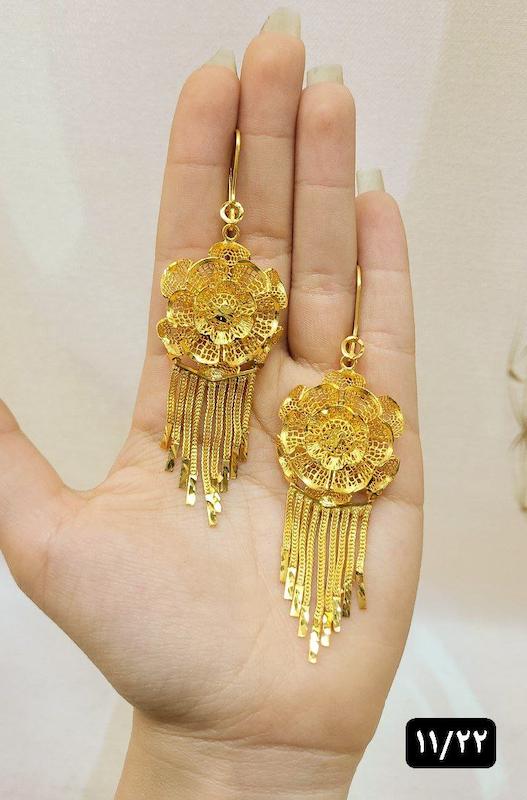 گوشواره نقره طرح گل نمادار ابکاری طلا