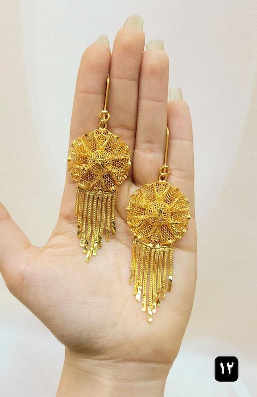 گوشواره نقره طرح گل نمادار ابکاری طلا