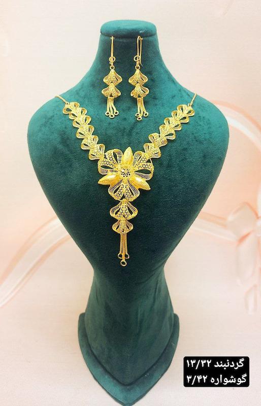 گردنبند نقره طرح پنجشیر ابکاری طلا