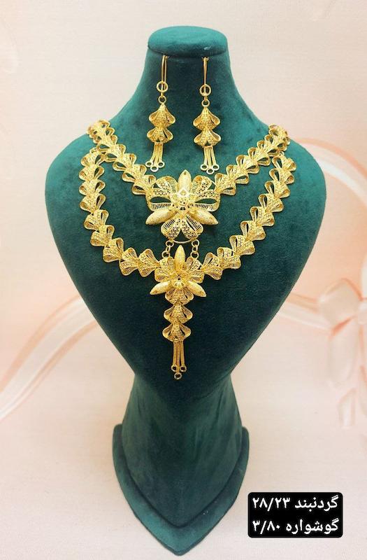 گردنبند نقره طرح پنجشیر ابکاری طلا