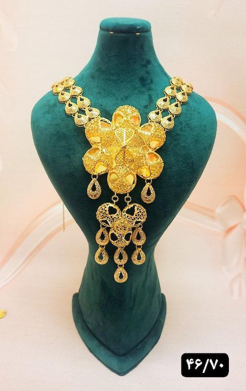 گردنبند نقره طرح عربی ابکاری طلا