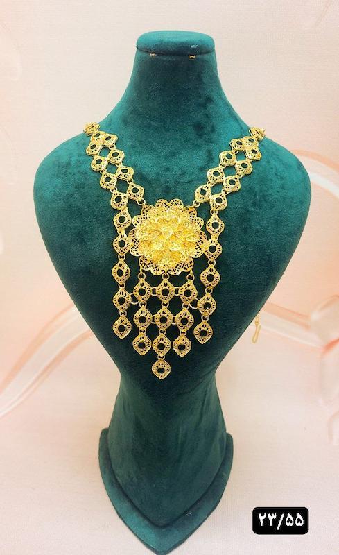 گردنبندنقره طرح عربی ابکاری طلا