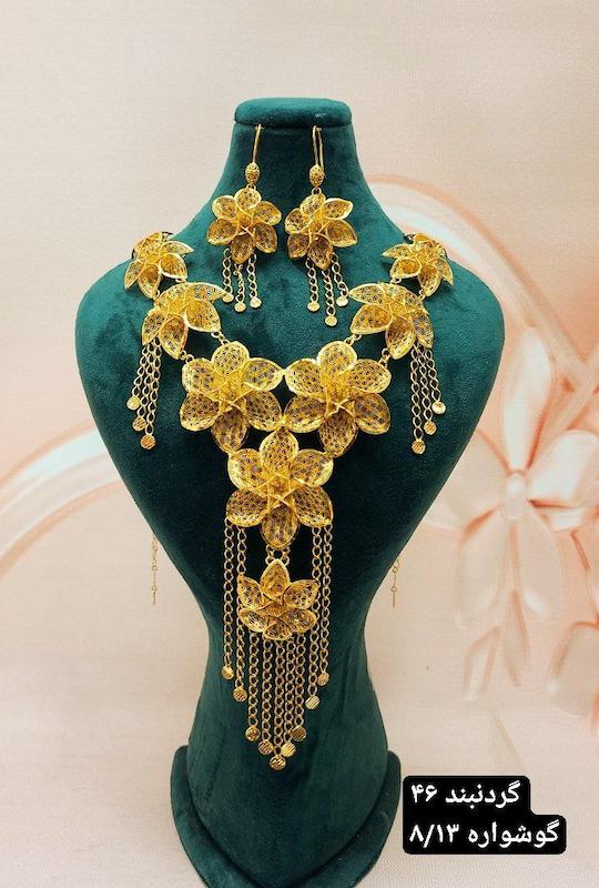 گردنبند نقره پرکار با روکش اب طلا 