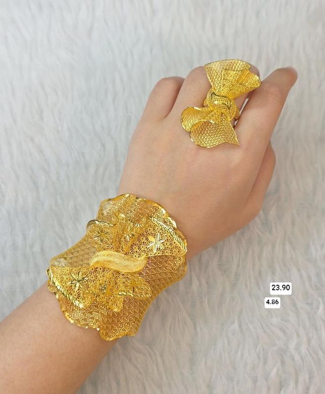 ست دستبند انگشتر نقره ابکاری طلا  کپی طلا