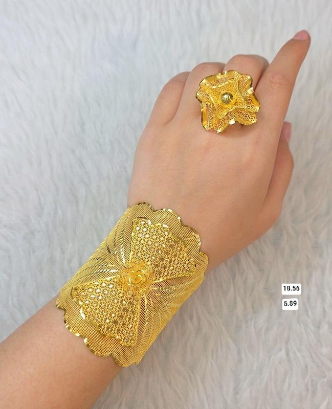 ست دستبند و انگشتر نقره ابکاری طلا