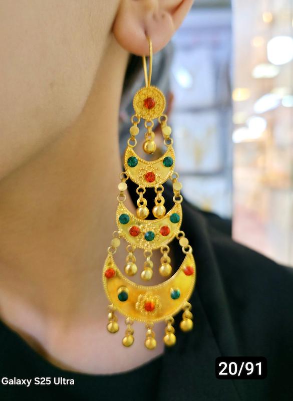 گوشواره ماهک نقره ابکاری طلا 