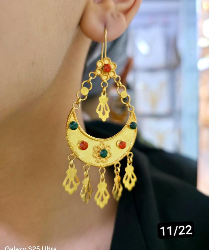 گوشواره ماهک نقره ابکاری طلا 