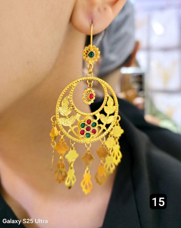 گوشواره ماهک نقره ابکاری طلا