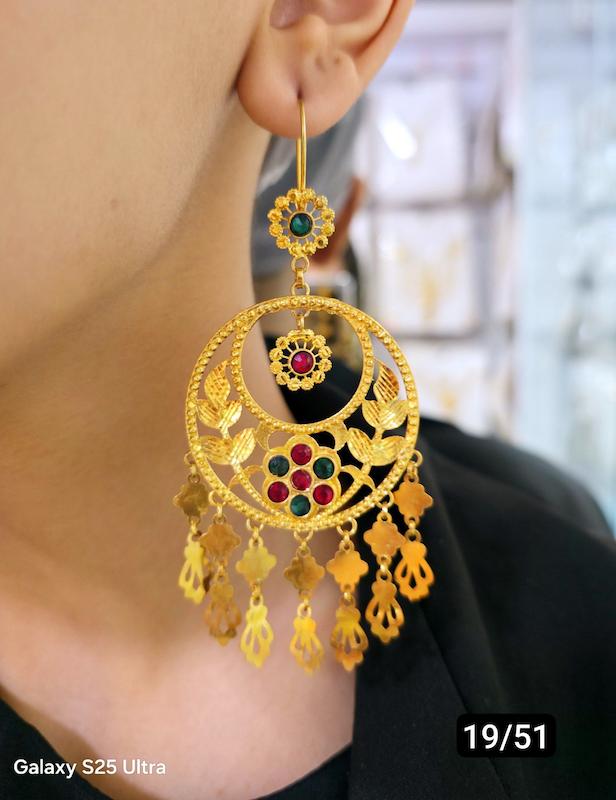 گوشواره ماهک نقره ابکاری طلا 
