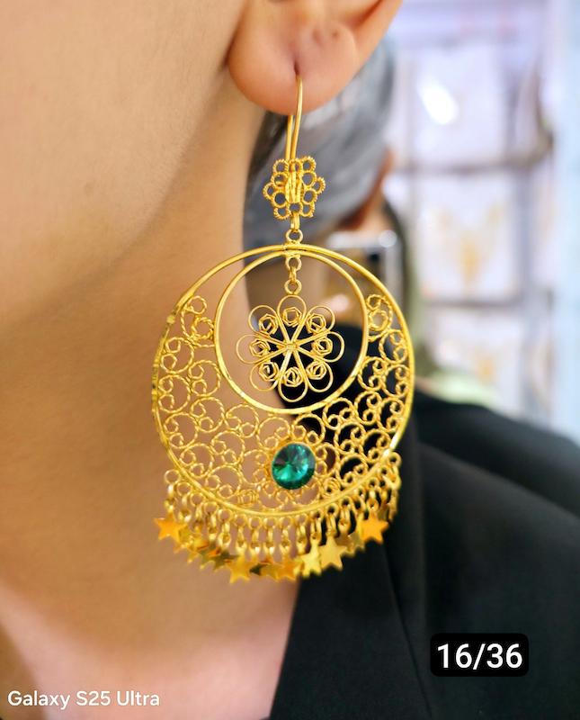 گوشواره ماهک نقره ابکاری طلا 