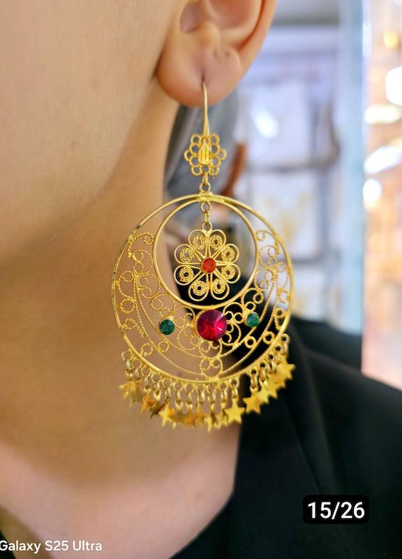 گوشواره ماهک نقره ابکاری طلا 