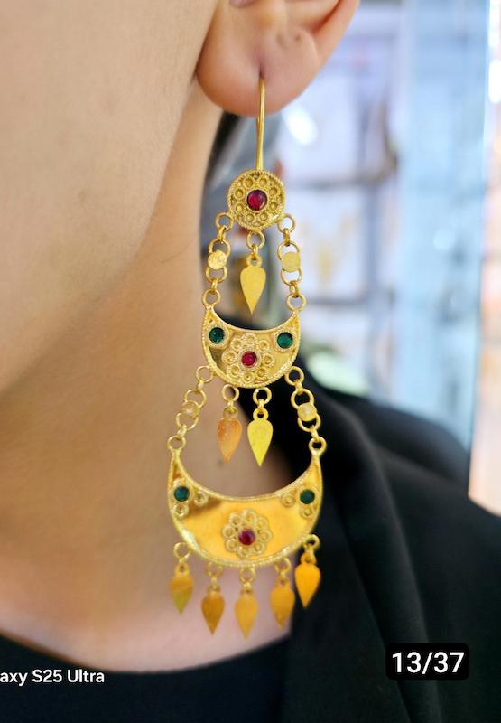 گوشواره ماهک نقره ابکاری طلا 