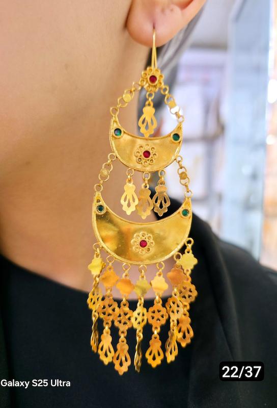 گوشواره ماهک نقره ابکاری طلا 