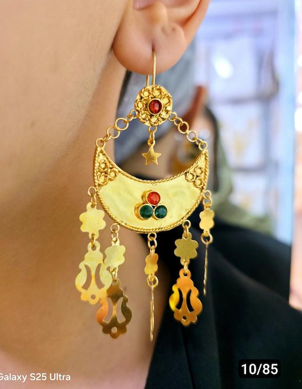 گوشواره ماهک نقره ابکاری طلا 